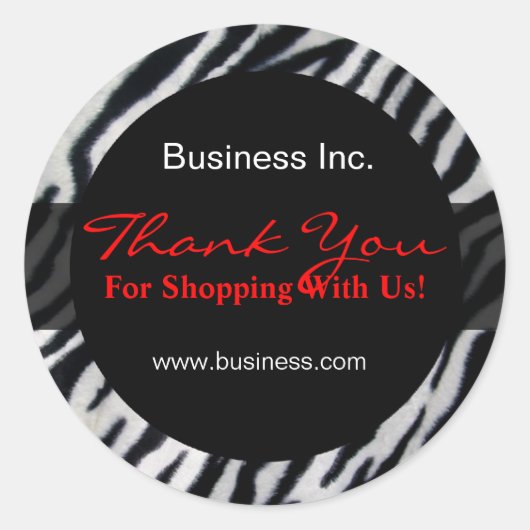 Zakelijk Bedankt Zebra Red Ronde Sticker (Voorkant)