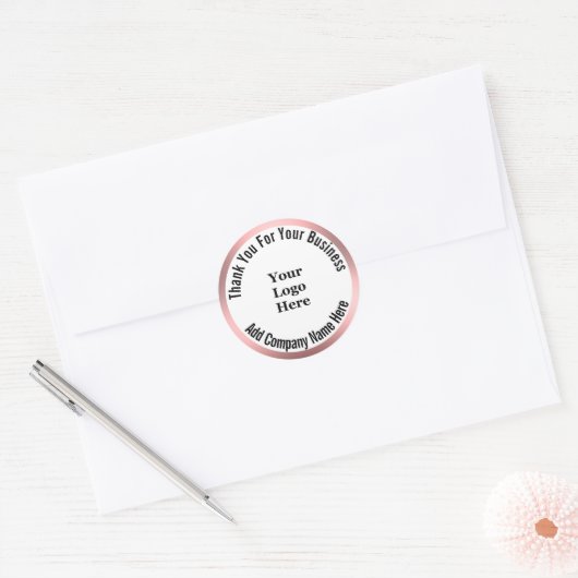 Zakelijk bedankt Zwart wit Roze je Logo hier Ronde Sticker (Envelop)