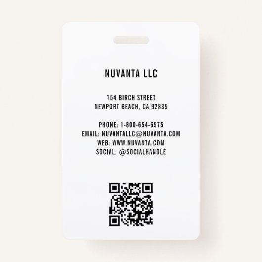 Zakelijk Bedrijf Blauw Gradiënt Medewerker ID Foto Badge (Achterkant)