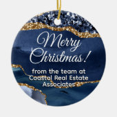 Zakelijk Bedrijf Goud Blauw Promotioneel Keramisch Ornament (Voorkant)