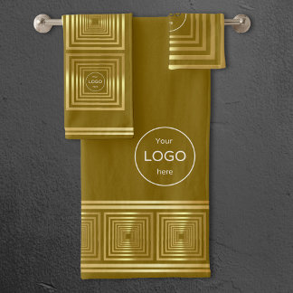 Zakelijk bedrijf logo luxe gouden handdoek set