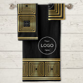 Zakelijk bedrijf logo luxe zwart goud Handdoek set