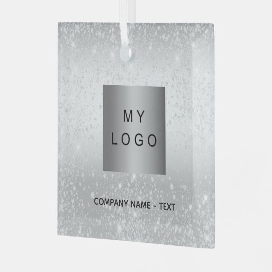 Zakelijk bedrijf logo Silver Glitter classic Glas Ornament (Voorkant links)