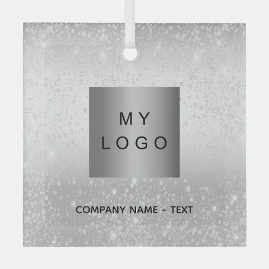 Zakelijk bedrijf logo Silver Glitter classic Glas Ornament (Voorkant)