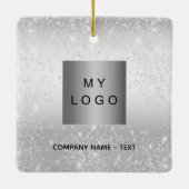 Zakelijk bedrijf logo Silver Glitter classic Keramisch Ornament (Achterkant)