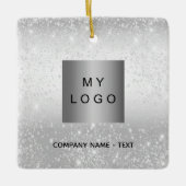 Zakelijk bedrijf logo Silver Glitter classic Keramisch Ornament (Voorkant)