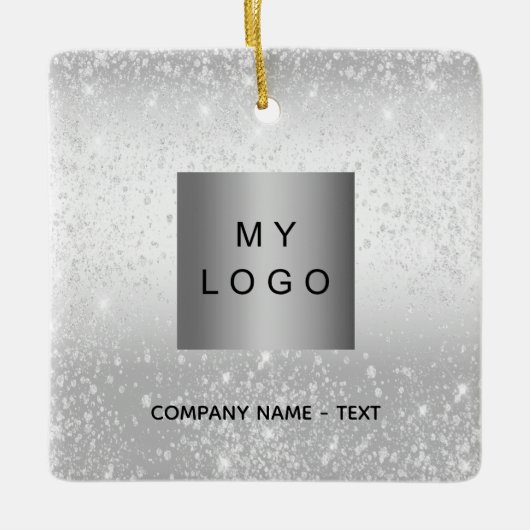 Zakelijk bedrijf logo Silver Glitter classic Keramisch Ornament (Voorkant)