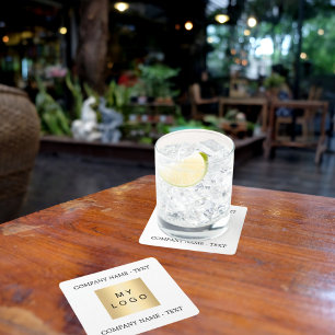 Zakelijk bedrijf logo tekst slogan merkkleur kartonnen onderzetters