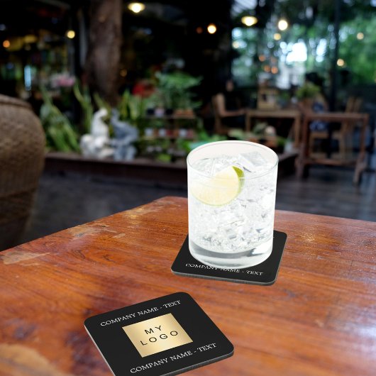 Zakelijk bedrijf logo tekst slogan zwart wit bier onderzetter