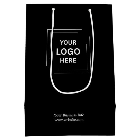 Zakelijk Bedrijfs Professioneel Zwart Custom Medium Cadeauzakje (Achterkant)