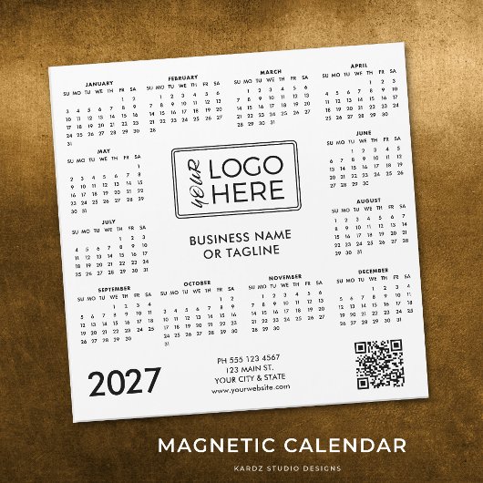 Zakelijk bedrijfslogo 2027 magnetische kalender