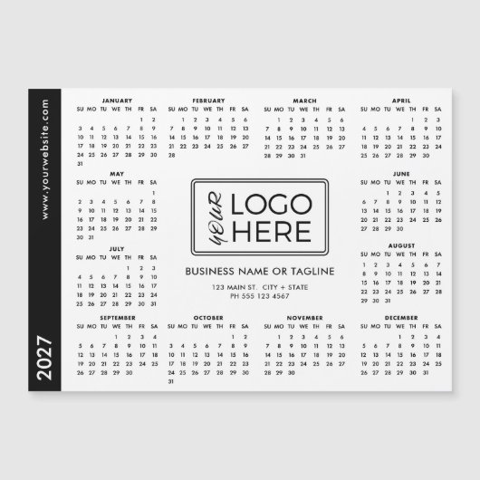 Zakelijk bedrijfslogo 2027 magnetische kalender (Voorkant)