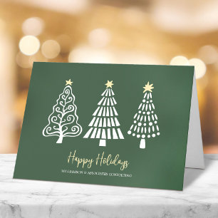 Zakelijk bedrijfslogo bomen script minimaal groen feestdagen kaart