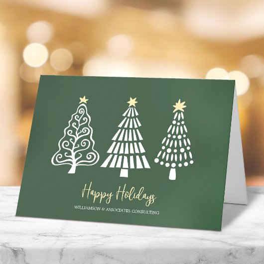 Zakelijk bedrijfslogo bomen script minimaal groen feestdagen kaart