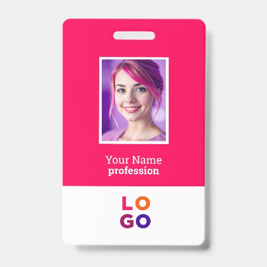 Zakelijk bedrijfslogo, foto, QR-code, naam-ID Badge (Voorzijde)
