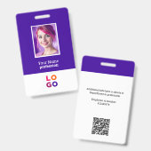 Zakelijk bedrijfslogo, foto, QR-code, naamkaartje Badge (Voor- en achterkant)