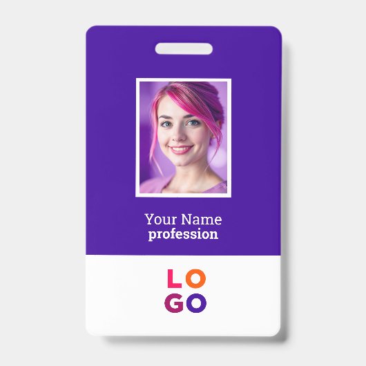 Zakelijk bedrijfslogo, foto, QR-code, naamkaartje Badge (Voorzijde)