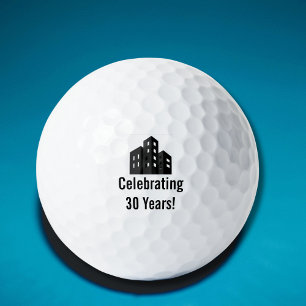 Zakelijk bedrijfslogo viert # jaar aangepast golfballen