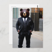 Zakelijk beer met een pak briefkaart (Voorkant / Achterkant)