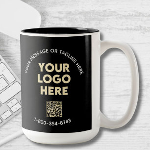 Zakelijk bericht Aangepaste Logo QR-code Tweekleurige Koffiemok