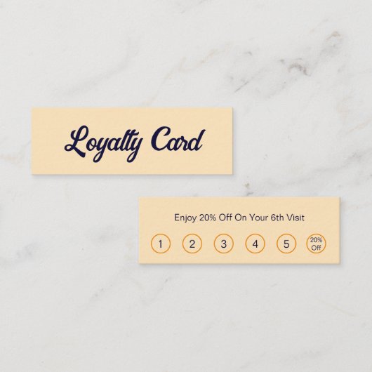 Zakelijk Bisque en Donkerblauw Script Korting Klantenkaartje (Voorkant / Achterkant)