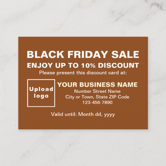 Zakelijk Black Friday Sale op Brown Korting Kaart (Voorkant)