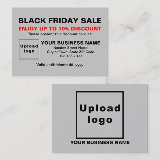 Zakelijk Black Friday Sale op Grijs Korting Kaart (Voorkant / Achterkant)
