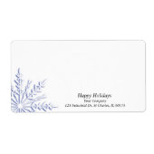 Zakelijk Blauw Sneeuwvlok op Wit Etiket (Voorkant)