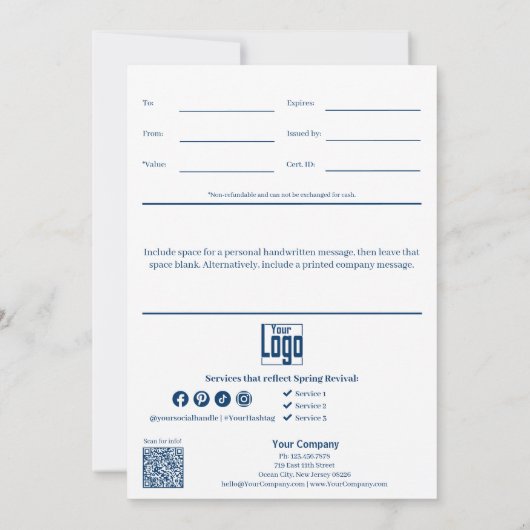 Zakelijk Blauw Wit Afstuderen Cadeaubon (Achterkant)