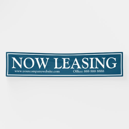Zakelijk Blauw Wit Nu Leasing Website Telefoon Spandoek (Horizontaal)