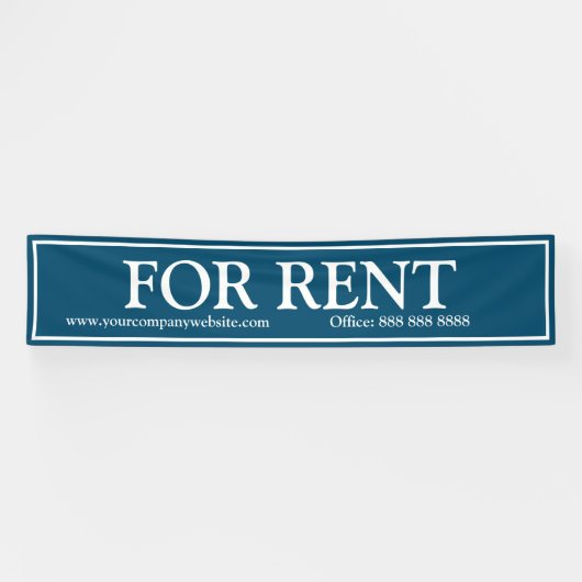 Zakelijk Blauw Wit Te Huur Website Telefoon Spandoek (Horizontaal)