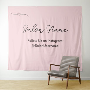 Zakelijk Bleek Roze Zwart Salon Selfie Station Wandkleed