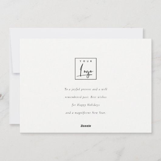 Zakelijk blij roze winterkrans bedrijfslogo feestdagenkaart (Achterkant)