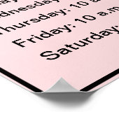 Zakelijk Bord Roze en Zwart Openingstijden Poster (Hoek)