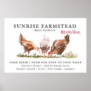 Zakelijk bord verse eieren te koop van de boerderi poster