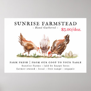Zakelijk bord verse eieren te koop van de boerderi poster