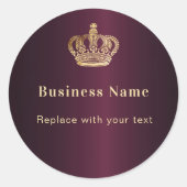 Zakelijk bordeaux goud koninklijke kroon ronde sticker (Voorkant)