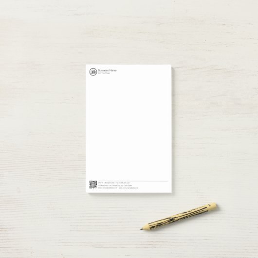 Zakelijk Briefpapier Sjabloon Met Logo En QR Code Post-it® Notes (Op bureau)