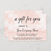 Zakelijk cadeaubon Blush Glitter (Voorkant / Achterkant)