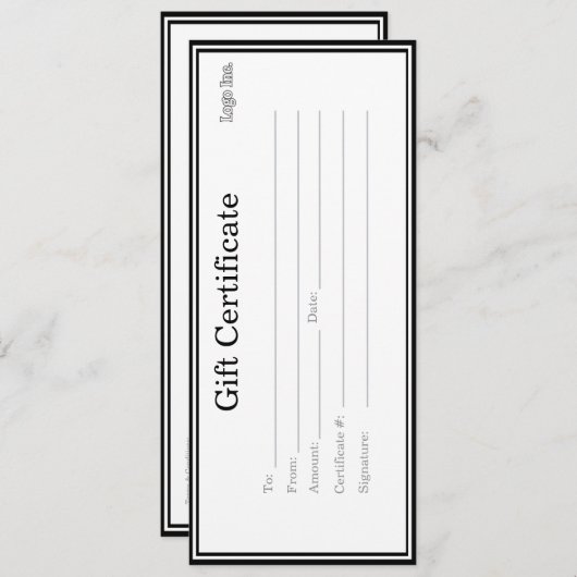 Zakelijk cadeaubon met aangepaste Logo (Voorkant / Achterkant)