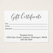 Zakelijk Cadeaubon met logo Visitekaartje (Achterkant)