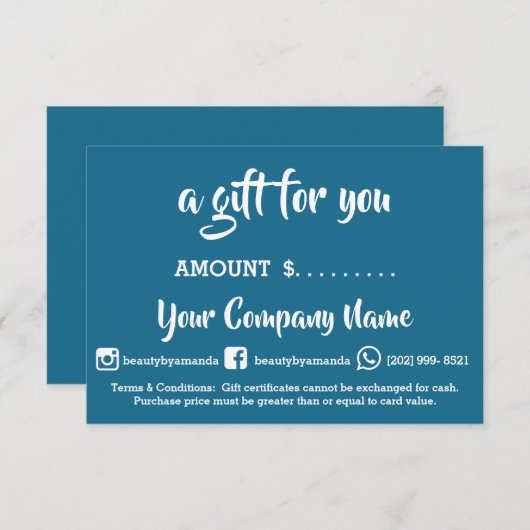 Zakelijk Cadeaubon Online Shop Studio Blauw (Voorkant / Achterkant)