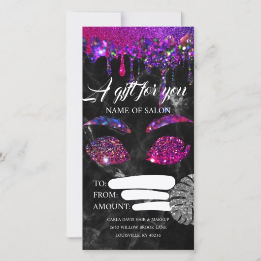 Zakelijk cadeaubon Roze Gold Glitter Agate (Voorkant)