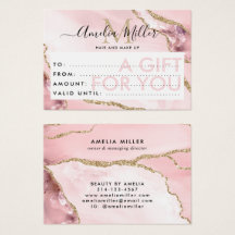 Zakelijk cadeaubon Roze Gold Glitter Agate