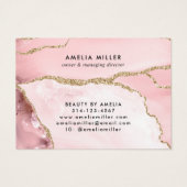 Zakelijk cadeaubon Roze Gold Glitter Agate Visitekaartje (Achterkant)