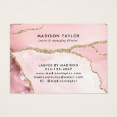 Zakelijk cadeaubon Roze Gold Glitter Agate Visitekaartje (Achterkant)