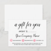 Zakelijk cadeaubon Roze moderne sociale media (Voorkant / Achterkant)