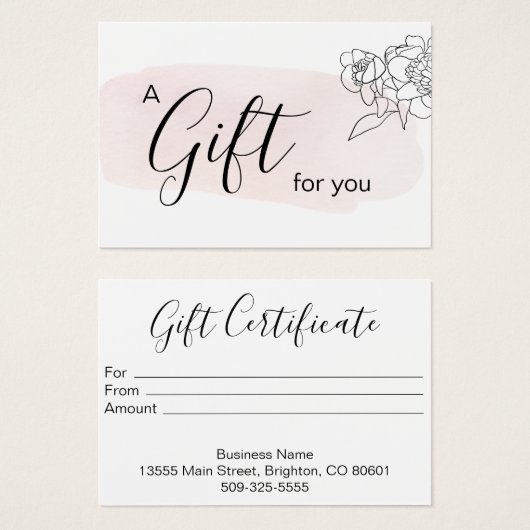 Zakelijk cadeaubon Vrouwelijk Roze Wash Visitekaartje (Voorkant /achterkant)
