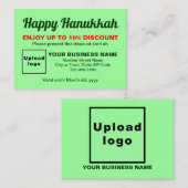 Zakelijk Chanoeka Licht Groen Korting Kaart (Voorkant / Achterkant)