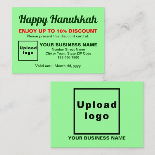Zakelijk Chanoeka Licht Groen Korting Kaart (Voorkant / Achterkant)